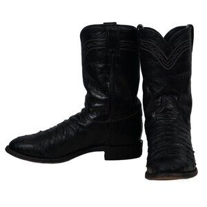 Justin Full Quill Ostrich Roper Cowboy Western Boots Vintage US Made Men's 8 D